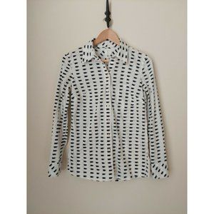 GAP Shirt- White Teacup Print Fitted Boyfriend Button Up Top